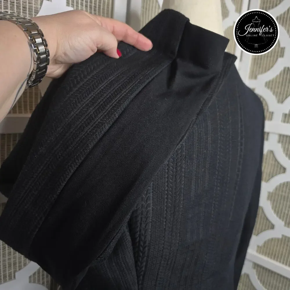 BCBGMaxAzria Black Textured Striping Pattern Crop Blazer Size L